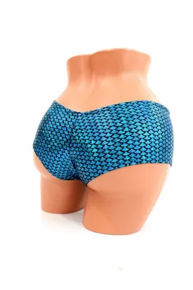 Aquamarine Fish Scale Cheeky Shorts