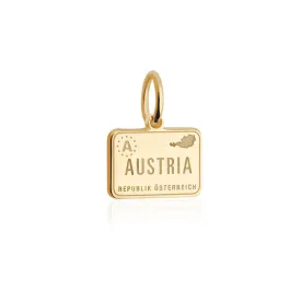 Austria Passport Stamp Charm Solid Gold Mini