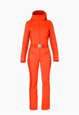 Goldbergh Angele One Piece Ski Suit in Orange with Hood