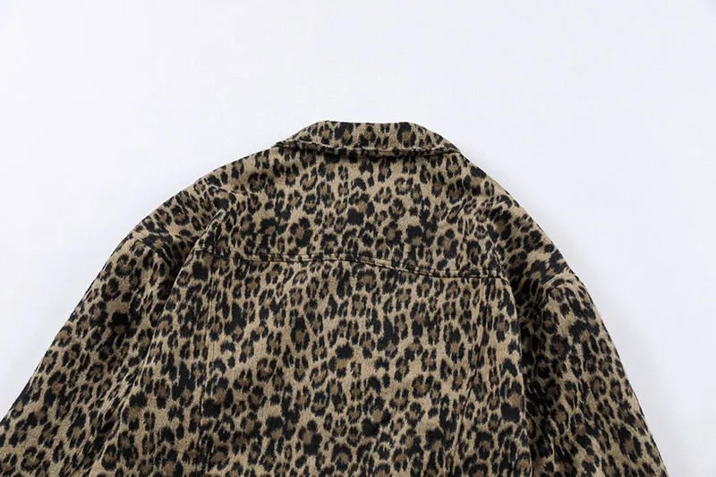 Leopard Print Single Breasted Jacket