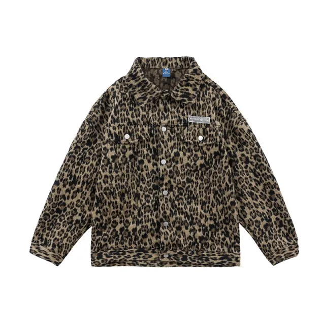 Leopard Print Single Breasted Jacket