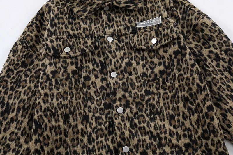 Leopard Print Single Breasted Jacket