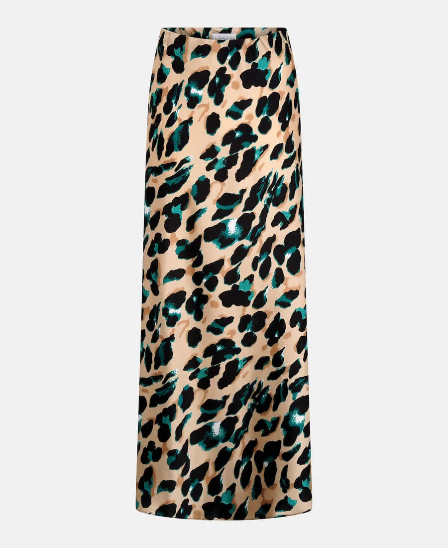 Leopard Satin Maxi Slip Skirt