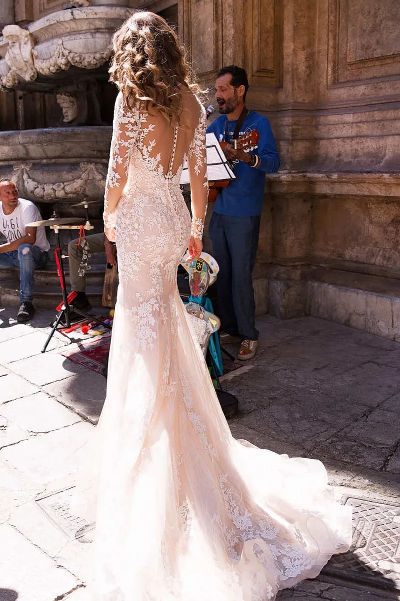 Maggie Long Sleeve Mermaid Wedding Dress