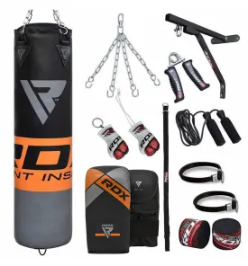 RDX F12 4ft / 5ft 17-in-1 Heavy Boxing Punch Bag & Mitts Set